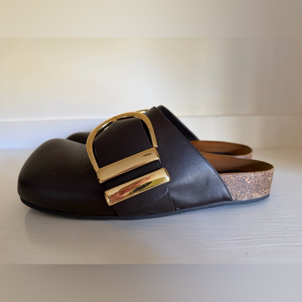 KHAITE Downing Buckle Mules in Size 40